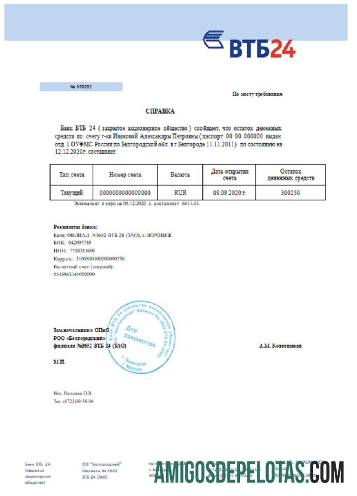 Referência do Banco VTB da Rússia baixar para verificação